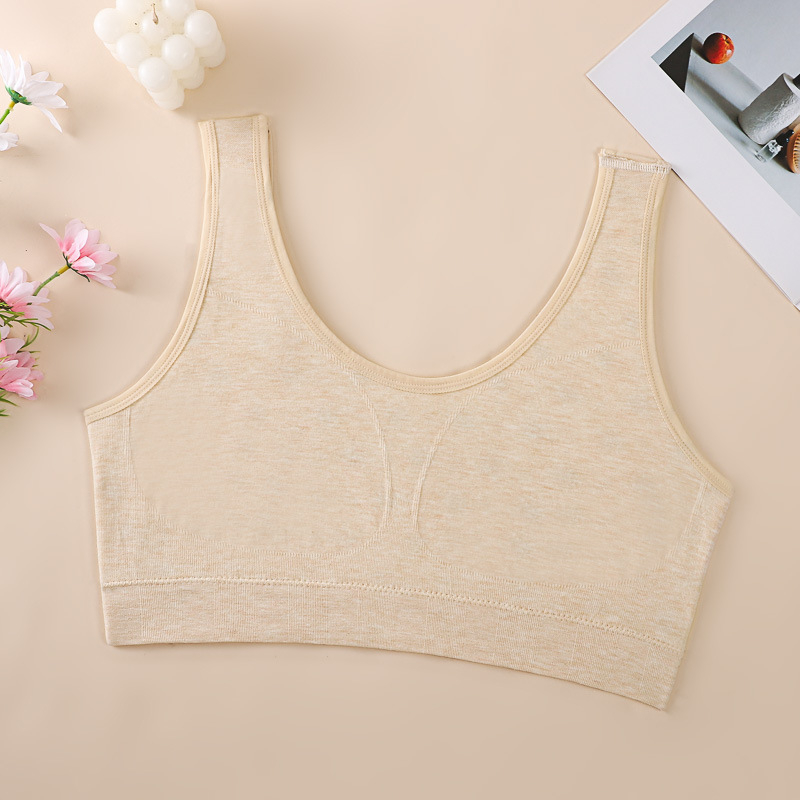 Безшевен памучен потник-сутиен с оформящ гръб, безжичен, дишащ, подплата от вискоза