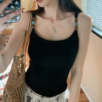 Γυναικεία καμιζολ, γλυκό στυλ, στρογγυλή λαιμόκοψη, τιράντες ώμου, ύφασμα βισκόζη (Rayon) με 50–70% βαμβάκι, 181–200 g/m2, κωδ. 948-qd, άνοιξη-καλοκαίρι 2025