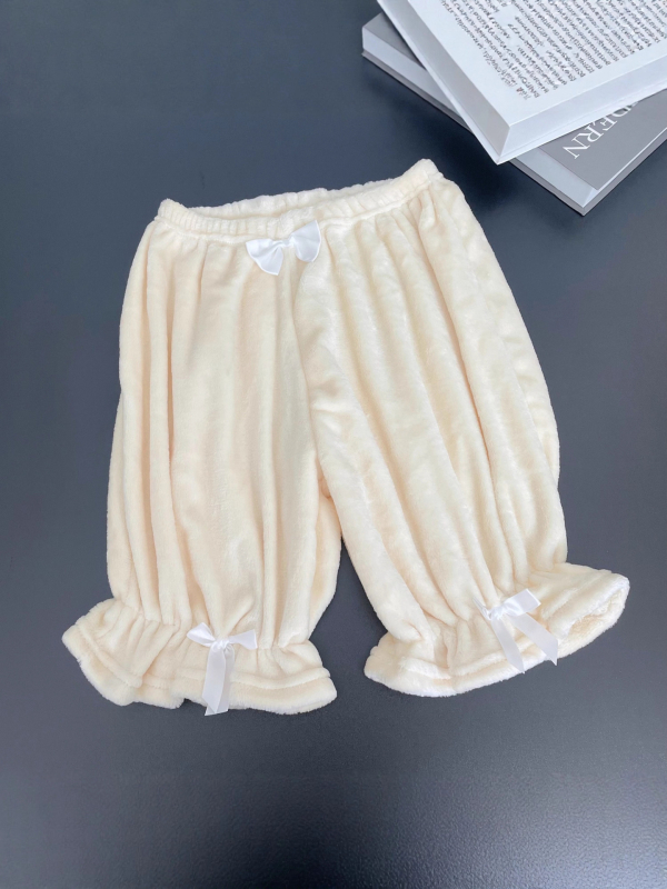 Ženske Lolita legice s flis podstavom, Lantern stil širokih nogavica, zimska toplina, neproziran