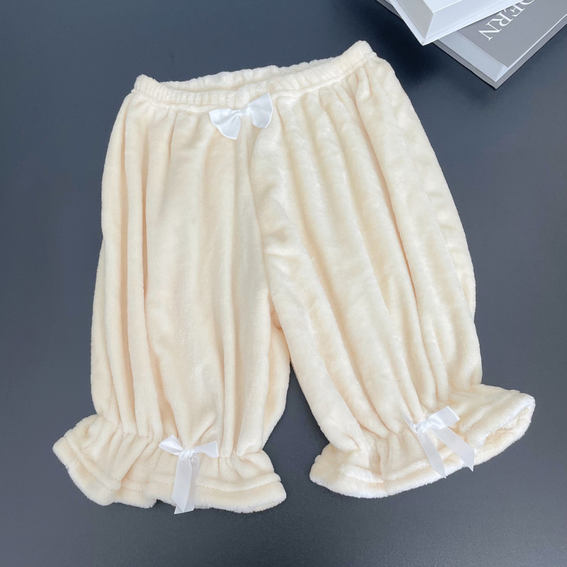 Ženske Lolita legice s flis podstavom, Lantern stil širokih nogavica, zimska toplina, neproziran