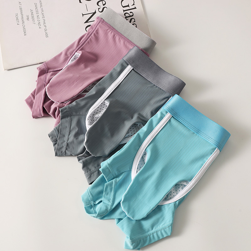 Muške bokserice, prozračne i udobne, s dizajnom odvajanja područja genitalija, najlon pletenina, srednji pojas, za odrasle muškarce