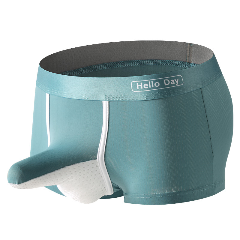 Muške bokserice, prozračne i udobne, s dizajnom odvajanja područja genitalija, najlon pletenina, srednji pojas, za odrasle muškarce