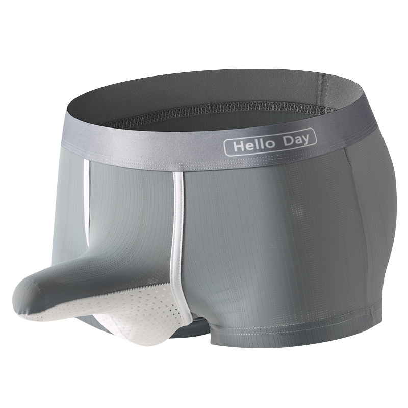 Muške bokserice, prozračne i udobne, s dizajnom odvajanja područja genitalija, najlon pletenina, srednji pojas, za odrasle muškarce