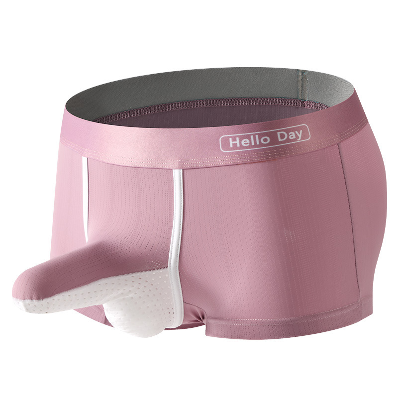 Muške bokserice, prozračne i udobne, s dizajnom odvajanja područja genitalija, najlon pletenina, srednji pojas, za odrasle muškarce