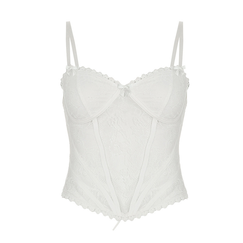 Čipkasti top za oblikovanje struka, uski kroj, kratka duljina 40-50 cm, poliester 95%+, spandeks <30%