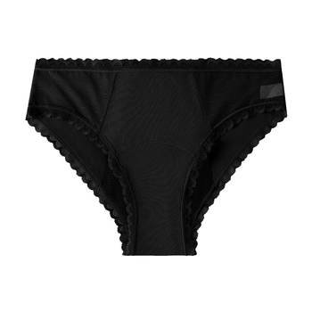 Ženske menstrualne gaćice s 4-slojnom zaštitom od curenja, pamuk, čipka, srednja visina struka, klin 10% spandex (4-slojno; 90% pamuk; 10% spandex)