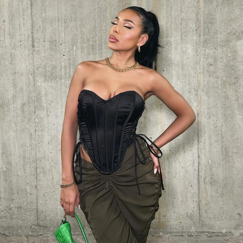 Γυναικείο φόρεμα χωρίς τιράντες, εφαρμοστό, Slim έκδοση, Ultra-short μήκος ≤40 cm, Πολυεστέρας 90–95%, Ελαστάνη ≤30%