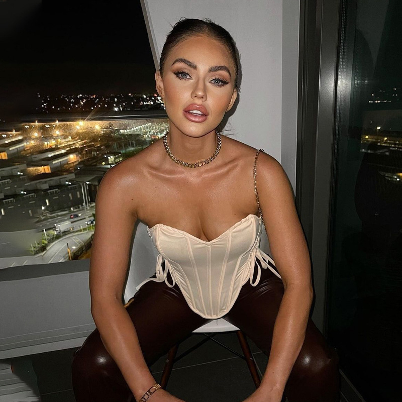 Γυναικείο φόρεμα χωρίς τιράντες, εφαρμοστό, Slim έκδοση, Ultra-short μήκος ≤40 cm, Πολυεστέρας 90–95%, Ελαστάνη ≤30%