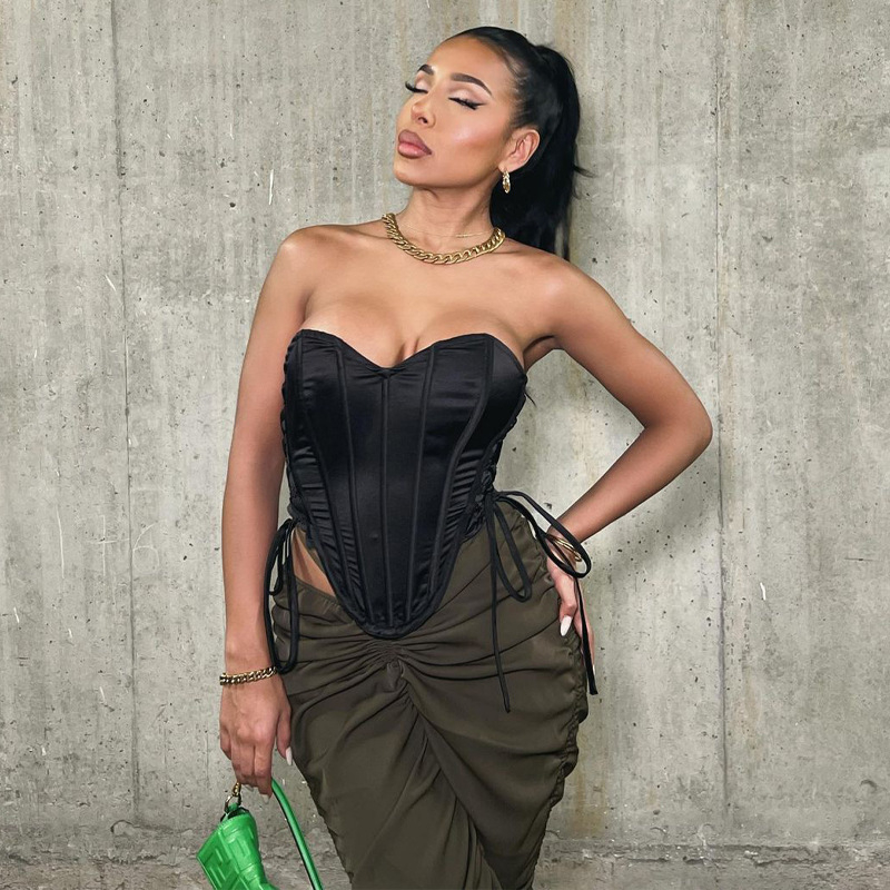 Γυναικείο φόρεμα χωρίς τιράντες, εφαρμοστό, Slim έκδοση, Ultra-short μήκος ≤40 cm, Πολυεστέρας 90–95%, Ελαστάνη ≤30%