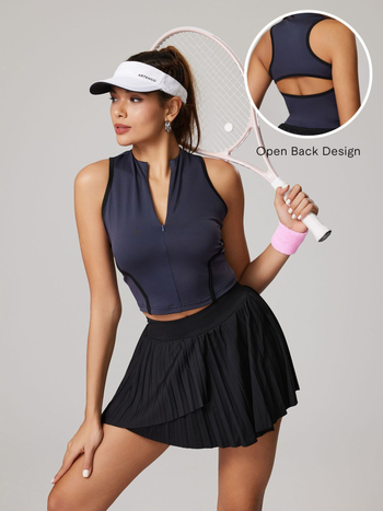 Ženski joga top s zatvaračem, oblogom za prsa, otporno na udarce, za outdoor trčanje i fitness, bez rukava (Milk Silk, Polyester 90–95% , Spandex)