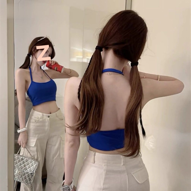 Bustier top s odvojivim špaget ramenima i otvorenim leđima, PVC materijal, ljetni crop top