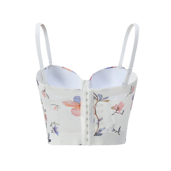 Bustier top s 3D floralnim uzorkom, leđa bez, dvostruke naramenice, spandeks