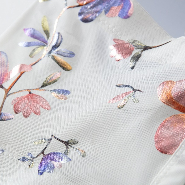 Bustier top s 3D floralnim uzorkom, leđa bez, dvostruke naramenice, spandeks