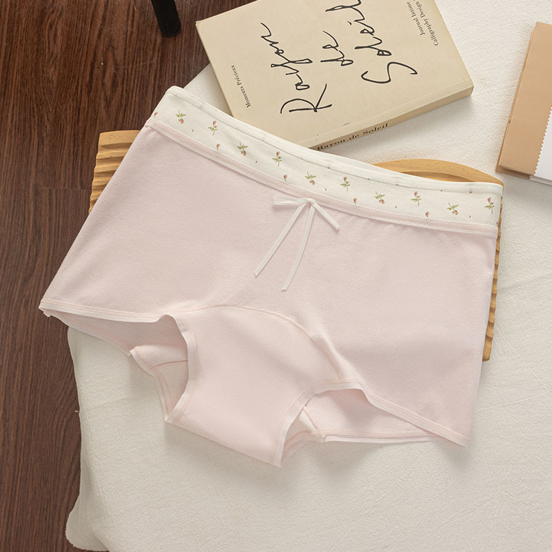 Matcha Girl ženske bokserice od pamuka, prozračne udobne, antibakterijska podstava u preponama, srednji pojas, uzorak mašna