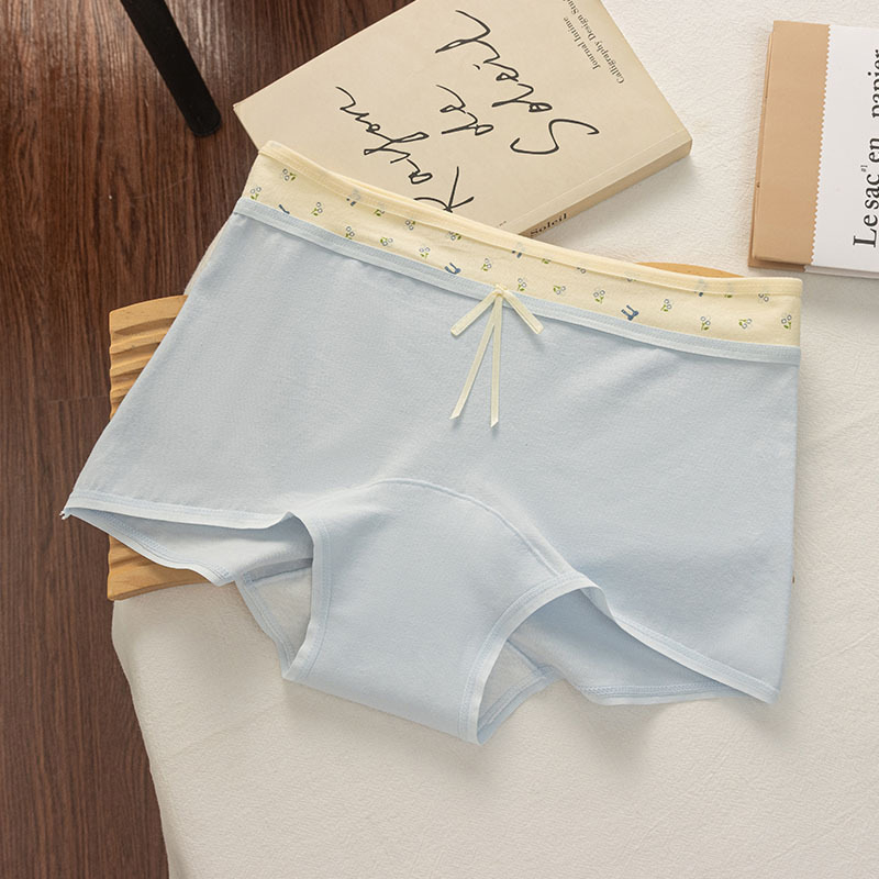 Matcha Girl ženske bokserice od pamuka, prozračne udobne, antibakterijska podstava u preponama, srednji pojas, uzorak mašna