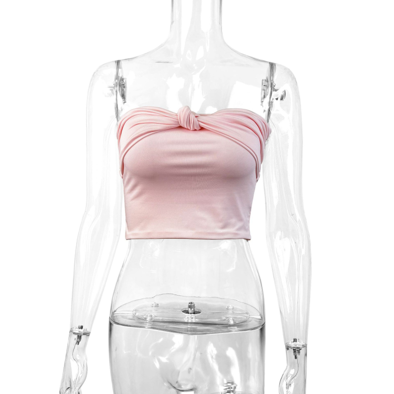 Top bez naramenica, slim fit, ljetni crop top, Milk Silk tkanina