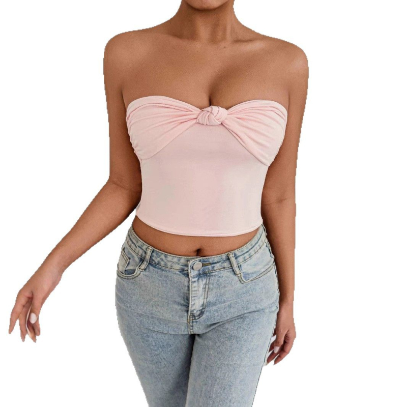 Top bez naramenica, slim fit, ljetni crop top, Milk Silk tkanina