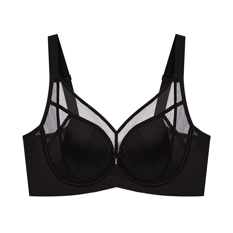 Несформени чашки, дизайн „уши на зайче“, мрежов найлонов сутиен, подплата модал, меко поддържане, дишащ, задно закопчаване с четири реда куки