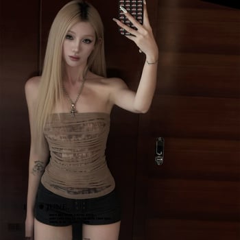 Ženski tube top bez naramenica – sexy, uskog kroja, kratka duljina, mikroelastičan, jesen 2025
