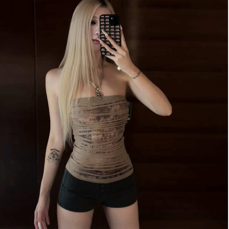 Ženski tube top bez naramenica – sexy, uskog kroja, kratka duljina, mikroelastičan, jesen 2025
