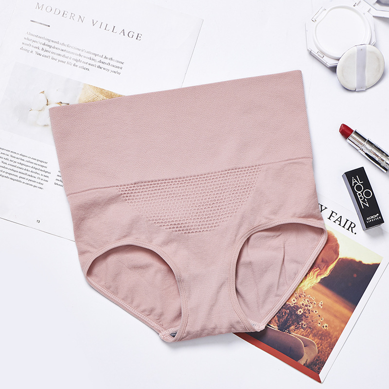 Ženske bezšivne gaćice za menstruaciju s visokim strukom, pamuk zona s uzorkom pčelinjeg saća, podižu stražnjicu i oblikuju trbuh, jednobojne; glavni materijal: pamuk 90%, podstava međunožja 95% pamuk