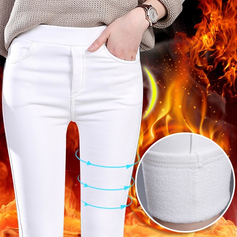 Ženske velur debeli leggingsi za vanjsku upotrebu, uski kroj, poliester, debela tkanina, podizanje bokova