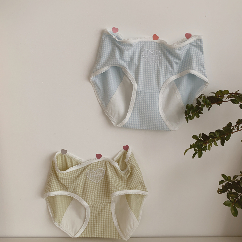 Ženske menstrualne gaćice, prozračna viskoza, karirani uzorak, anti-curenje, pamuk međunožje