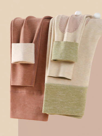 All-in-one termalne hlače od Derong materijala, debeli flis unutrašnjost, visoka elastičnost, duljina devet bodova, jednobojni uzorak