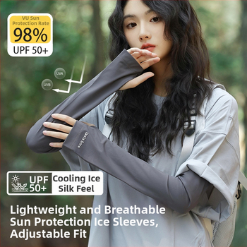 Ice Silk ръкави за слънцезащита за жени — дишащи, свободни, за шофиране и колоездене; полиестер 51–60% и спандекс ≤10%