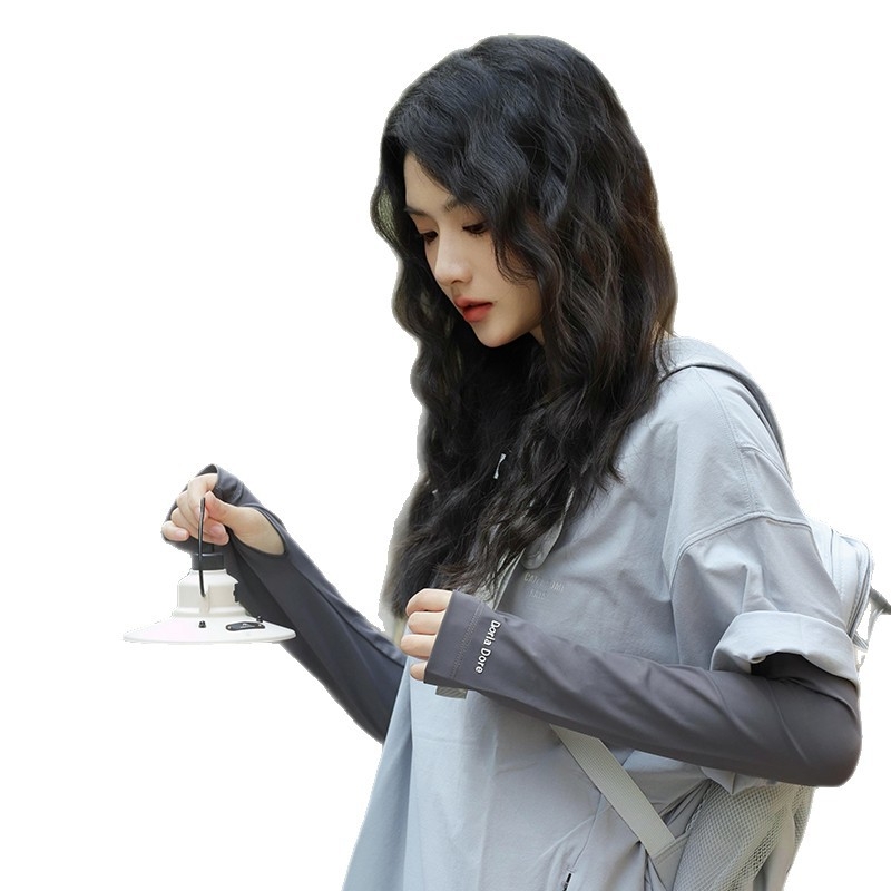 Ice Silk ръкави за слънцезащита за жени — дишащи, свободни, за шофиране и колоездене; полиестер 51–60% и спандекс ≤10%