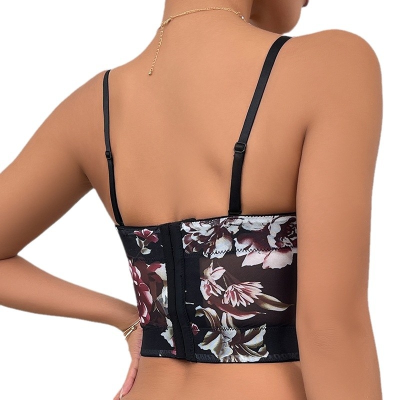 Sling-top s cvjetnim uzorkom, poliester, ultra kratka duljina, slim-fit