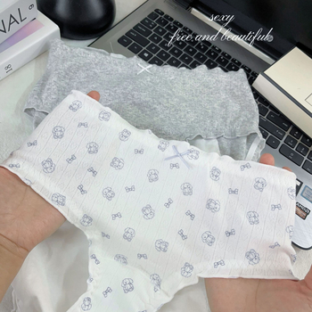 Ženske pamučne menstrualne gaćice s cartoon mašnicom, udobne i nježne prema koži, produžene, zaštita od curenja