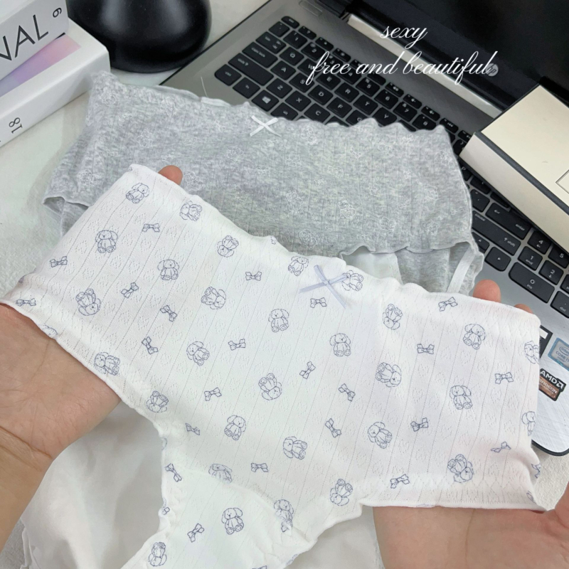 Ženske pamučne menstrualne gaćice s cartoon mašnicom, udobne i nježne prema koži, produžene, zaštita od curenja