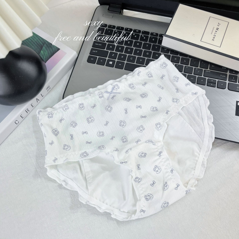 Ženske pamučne menstrualne gaćice s cartoon mašnicom, udobne i nježne prema koži, produžene, zaštita od curenja