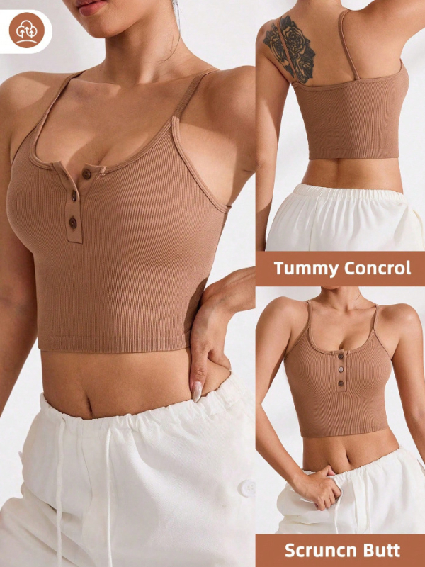 Ženski top s dvostrukim trakama, Slim fit, Nylon 90–95% + Spandex do 30%, Visoka elastičnost, bez jastučića