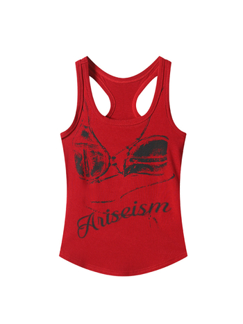 Ženski cami s U-izrezom, kratka kroj, tekstualni uzorak, tkanina od viskoze i spandeksa