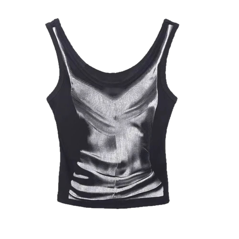 Cami top bez naramenica, sling stil, otisak leptira, uski kroj, kratka duljina, ljeto 2025