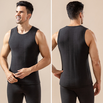 Muška termalna vesta, bezšivna, s fleksom podstavljena, izuzetno debela poliester tkanina, trostruka konstrukcija, okrugli vrat