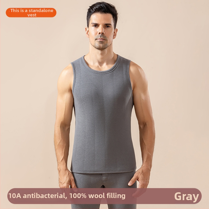 Muška termalna vesta, bezšivna, s fleksom podstavljena, izuzetno debela poliester tkanina, trostruka konstrukcija, okrugli vrat