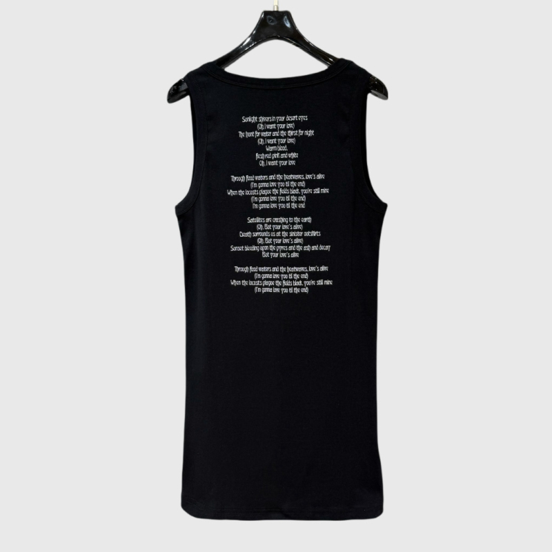 SUBHUMAN дамска безръкавна тениска с принт — ежедневен топ, памук, 90–95% памук, лято 2025, стил: Casual, японско/корейски стил