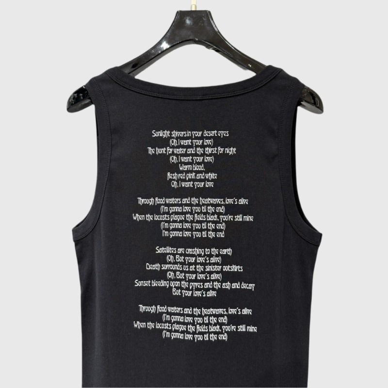 SUBHUMAN дамска безръкавна тениска с принт — ежедневен топ, памук, 90–95% памук, лято 2025, стил: Casual, японско/корейски стил