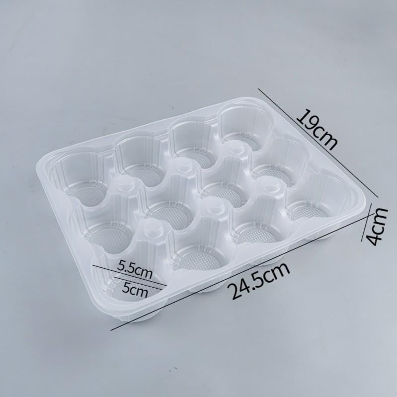 Cutie de ambalare din PP, de unică folosință, pentru găluște și patiserie, imprimare de logo disponibilă; nu este potrivită pentru cuptorul cu microunde; nu este biodegradabilă.