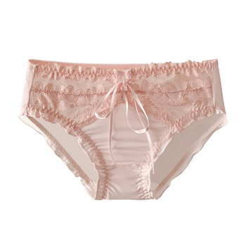 Gaćice za žene s čipkom, plus veličina, srednji dio struka, Ice Silk materijal, prozračne, s pamukom u području prepona