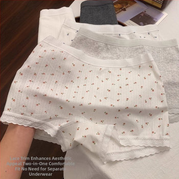 Boxer briefs pentru femei din bumbac combed, 90–95% bumbac, țesătură 40s, respirabile, antibacteriene, talie medie, crotch extins