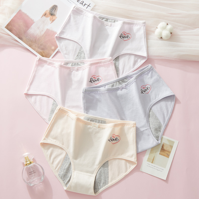 Chiloți pentru menstruație din bumbac, talie medie, anti-scurgeri