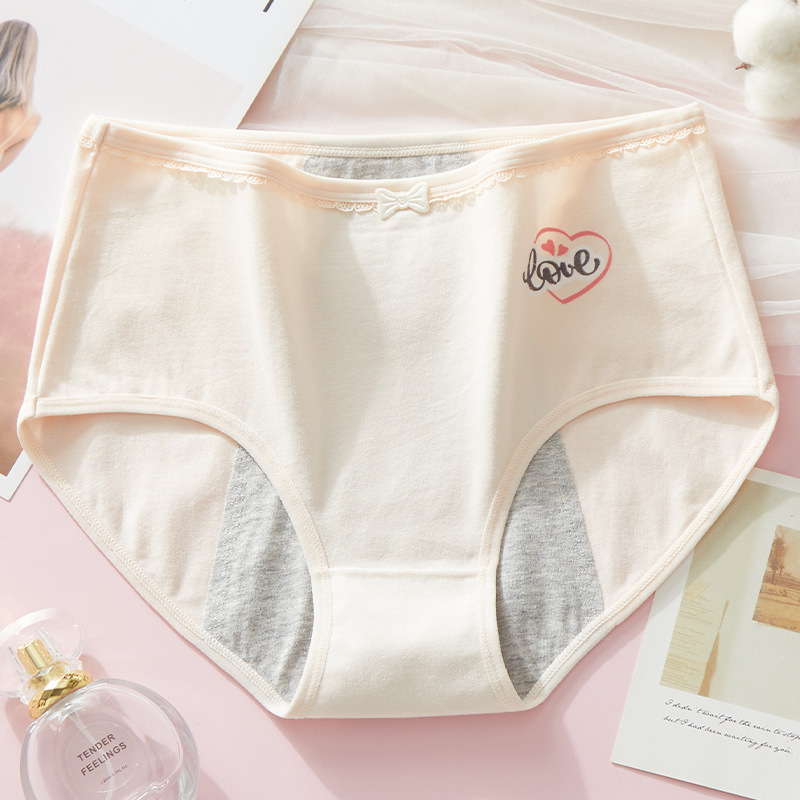Chiloți pentru menstruație din bumbac, talie medie, anti-scurgeri