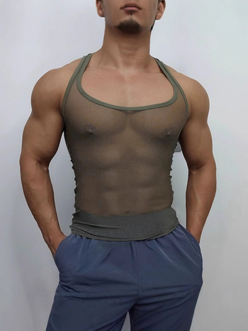 Muška sportska vesta od tanke mrežaste tkanine, prozračna, tijesnog kroja, prozračni poliester, bez rukava, ljeto 2025