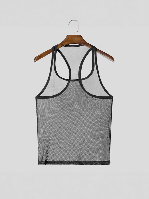 Muška sportska vesta od tanke mrežaste tkanine, prozračna, tijesnog kroja, prozračni poliester, bez rukava, ljeto 2025