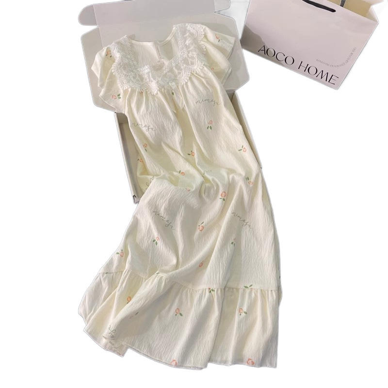 Pidžama s ugrađenim jastučićima za grudi, ženska ljetna pidžama, široka silueta, rukavi ¾, kvadratni ovratnik