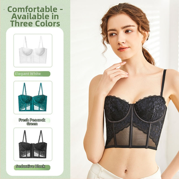 Ženská podprsenka s frančúzskym štýlom a čipkou fishbone, odnímateľnými halter ramienkami, tenké tvarované košíčky 1/2, hlavný materiál: čipka/nylon 89,1%, podšívka spandex 10,9%, sexy štýl, tvarovanie pŕs